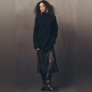 NWT By Anthropologie Sweater Lace Twofer Midi Dress